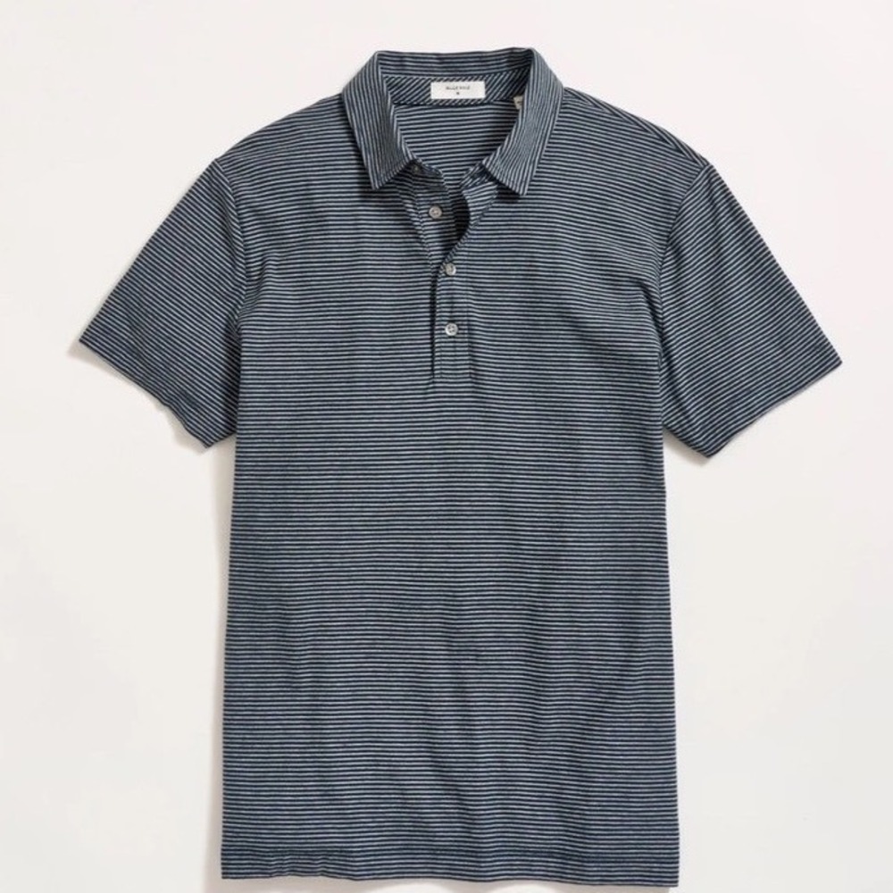 Billy Reid‎ Grey White Stripe Cotton Polo Size XXL